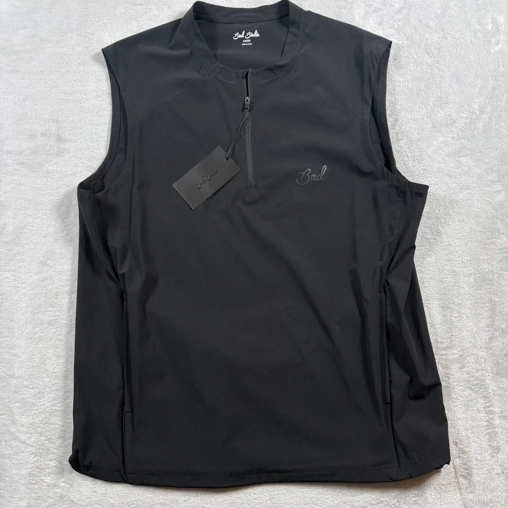Bad Birdie LW Vest Mens Large Black Quarter Zip Performance Athleisure Golf